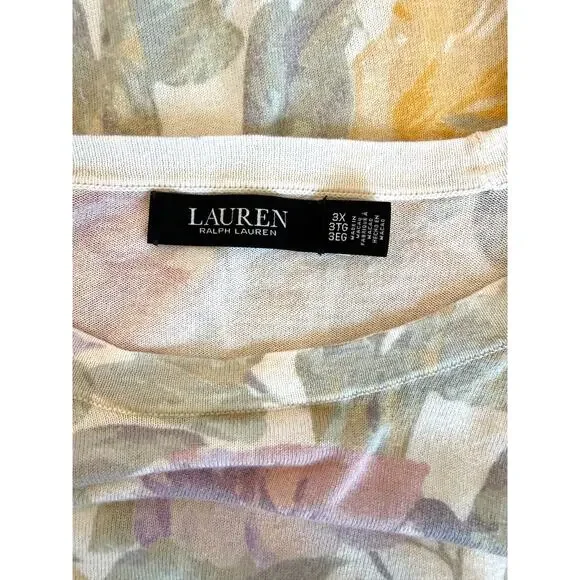 Lauren Ralph Lauren Pastel Floral Crewneck Sweater, XXXL, Soft Plus Size - Picture 4 of 5